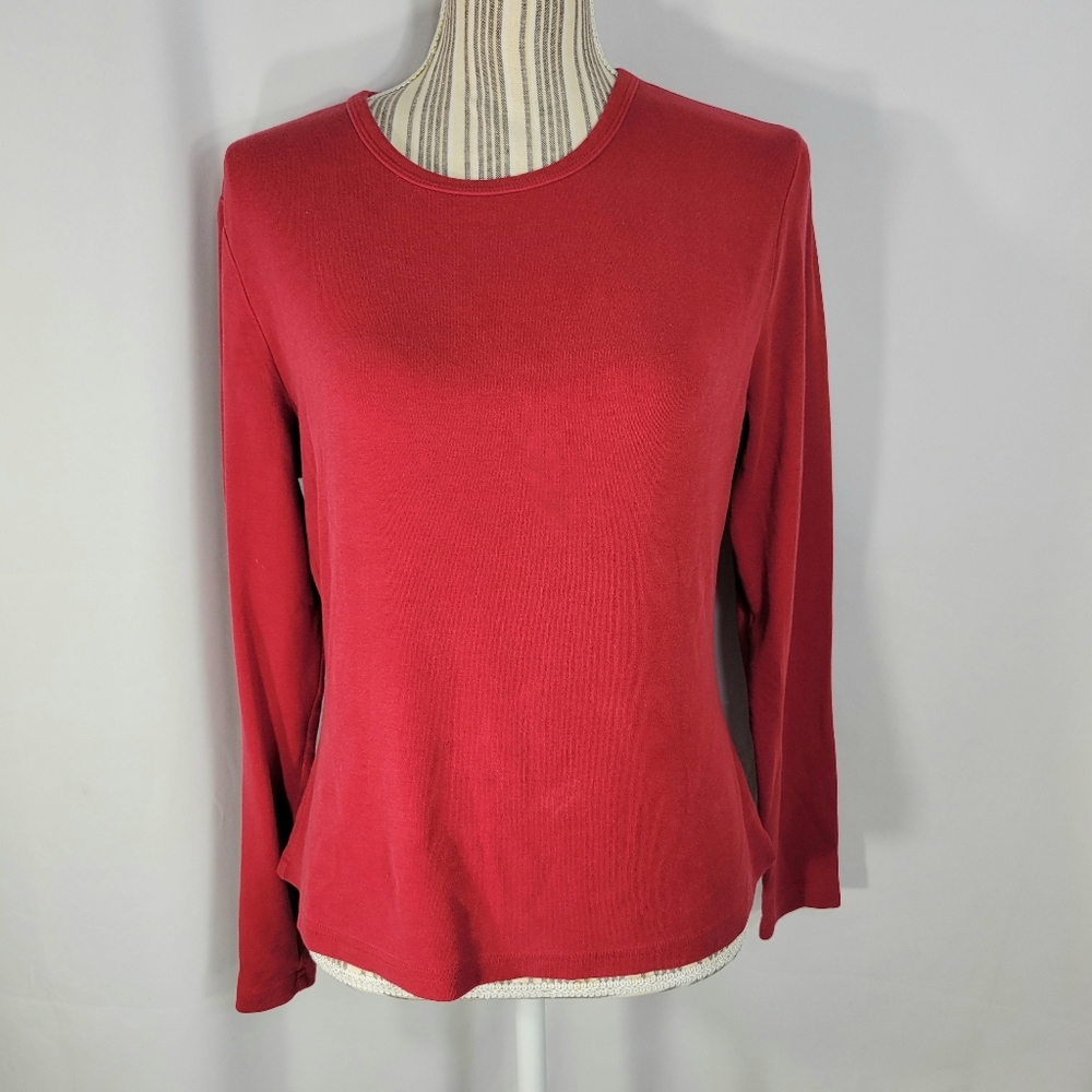 Mandee Red Long Sleeve Cotton Blend Top Size Large